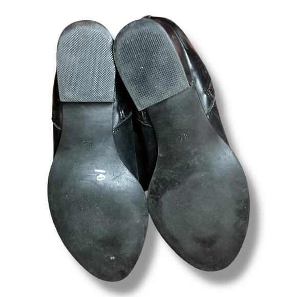 Jeffrey Campbell Black Leather Ankle Booties 8.5 Zip Chunky Heel Boots - Picture 5 of 8